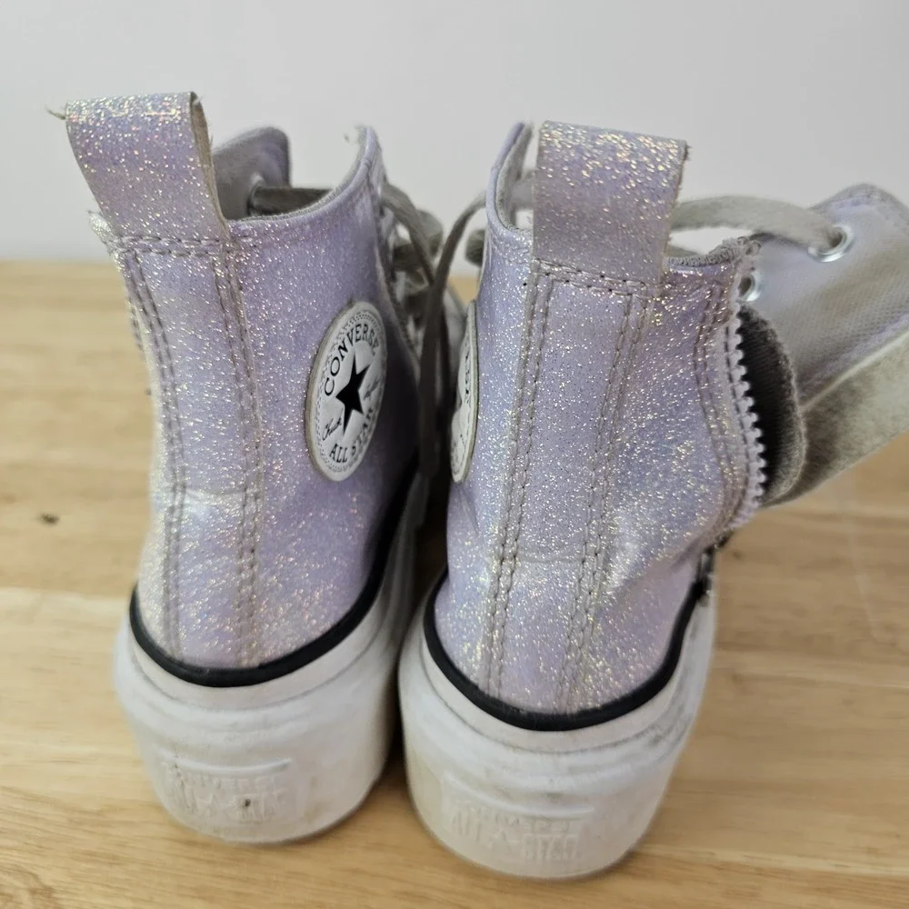 Converse Chuck Lugged Lift Sneakers Hi Glitter Synthetic Kids A03009C 4 Pink W6 - Picture 4 of 10